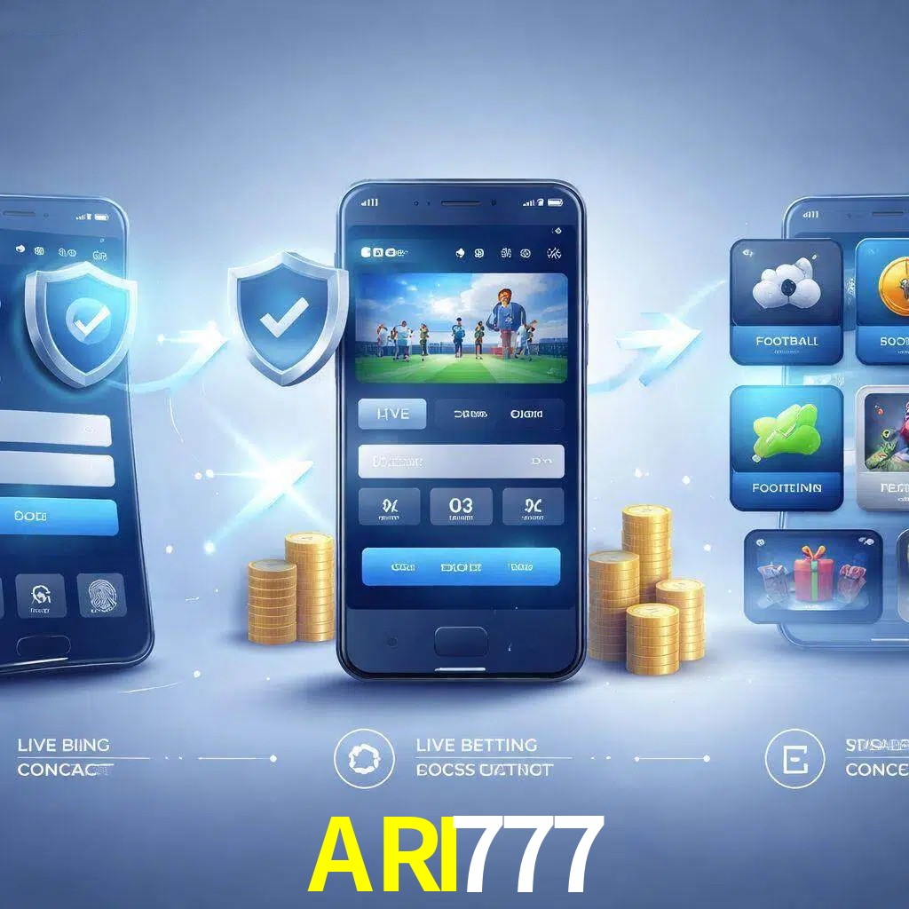 Pasos de acceso a la app ARI777 en pantalla de teléfono móvil